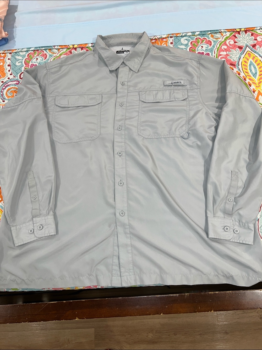 Habit Light Gray Performance Long Sleeve Button Shirt